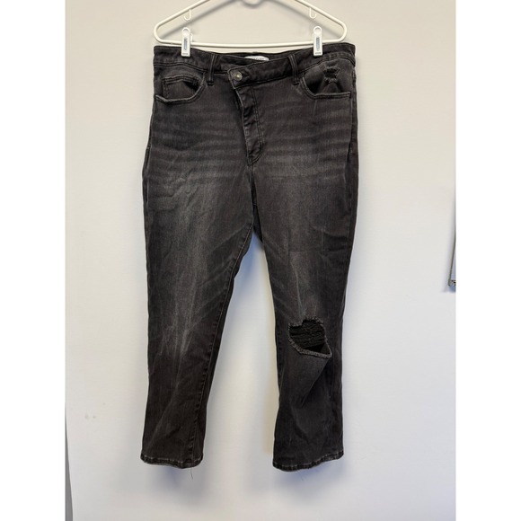Lovervet by Vervet Denim - Lovervet by Vervet Womens 16W Black Asymmetrical Crossover Distressed Jeans